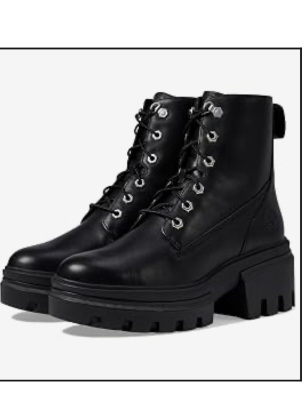 Timberland Women's Black Leather Lug Lace-Up Boots